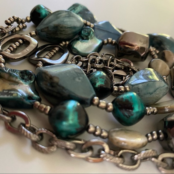 Shades of Blue Necklace MOP, Glass, Agate - Picture 3 of 3